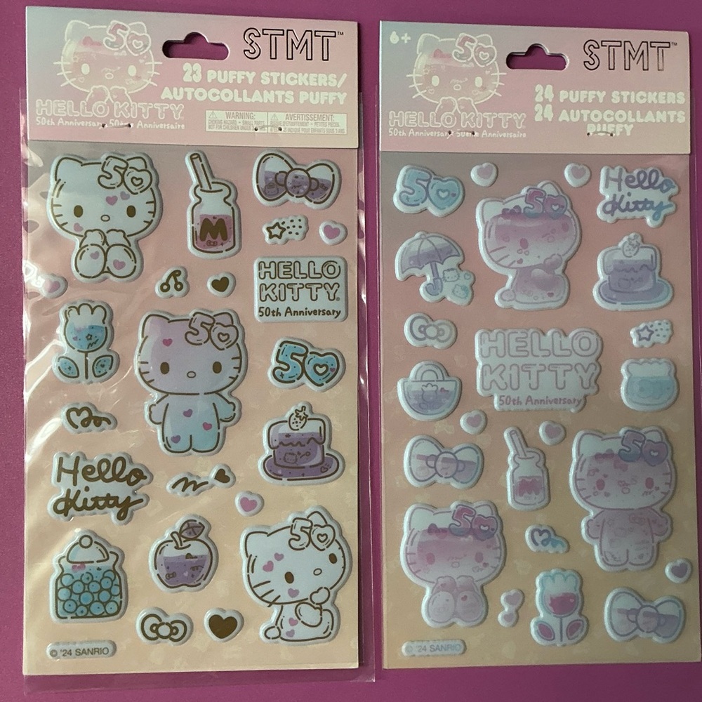 50 th Anniversary Hello Kitty Puffy Stickers Set of 2